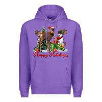 Purple happy holidays baby deer Premium Hoodie - LillyAllenDesigns