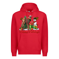 Red happy holidays baby deer Premium Hoodie - LillyAllenDesigns