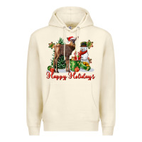 Sandshell happy holidays baby deer Premium Hoodie - LillyAllenDesigns