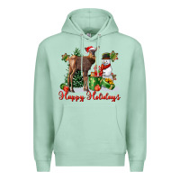 Seafoam happy holidays baby deer Premium Hoodie - LillyAllenDesigns