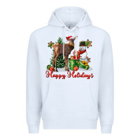 White happy holidays baby deer Premium Hoodie - LillyAllenDesigns