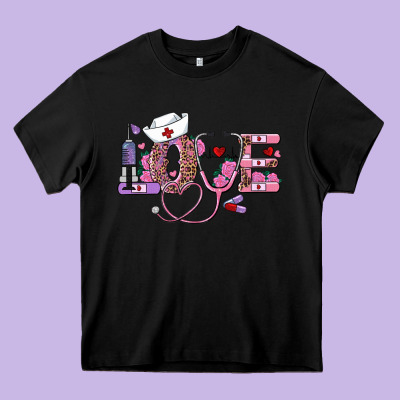 Valentines Day Nurse Love Heavy Core Tee Designed By Ranaportraitstore