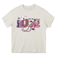 Cream valentines day nurse love Heavy Core Tee - RanaPortraitStore