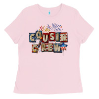 Bubblegum Pink Cousin crew 4th of july Ladies Tee - CowGirlArtShop