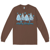 Chestnut merry christmas blue trees Long Sleeve Tee - FaDigitalArtStudio