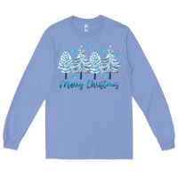 Colony Blue merry christmas blue trees Long Sleeve Tee - FaDigitalArtStudio