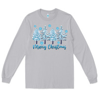 Moon Dust merry christmas blue trees Long Sleeve Tee - FaDigitalArtStudio