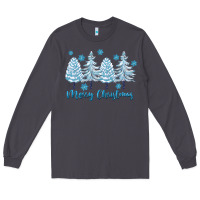 Smoke merry christmas blue trees Long Sleeve Tee - FaDigitalArtStudio