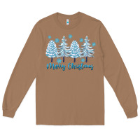 Toasted Coconut merry christmas blue trees Long Sleeve Tee - FaDigitalArtStudio