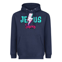 Navy jesus saves Heavyweight Hoodie - JahusDesignShop