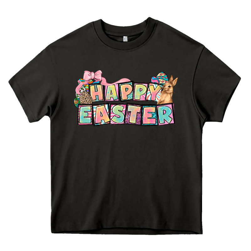 Happy Easter Plate Letters Easter Day Heavy Core Tee by HowdyJamesFarm | Teevron