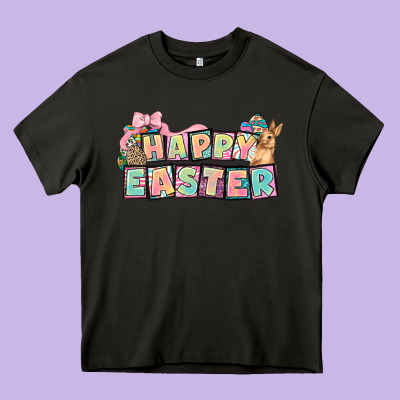 Happy Easter Plate Letters Easter Day Heavy Core Tee Designed By Howdyjamesfarm