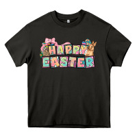 Asphalt Happy Easter plate letters Easter Day Heavy Core Tee - HowdyJamesFarm