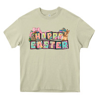 Mossy Happy Easter plate letters Easter Day Heavy Core Tee - HowdyJamesFarm