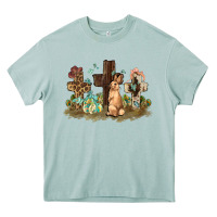 Western Rabbit Bunny With Crosses Easter Day Heavy Core Tee | Teevron