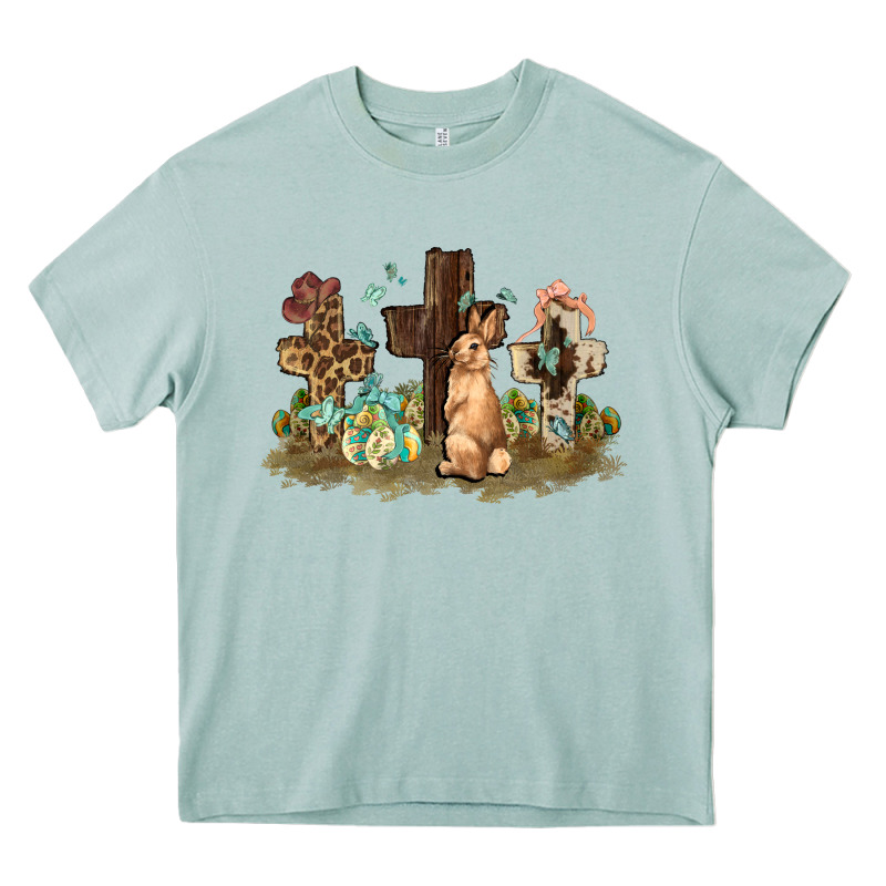 Western Rabbit Bunny With Crosses Easter Day Heavy Core Tee by HowdyJamesFarm | Teevron