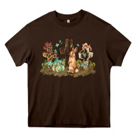 Chocolate Brown Western rabbit bunny with crosses Easter Day Heavy Core Tee - HowdyJamesFarm