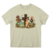 Mossy Western rabbit bunny with crosses Easter Day Heavy Core Tee - HowdyJamesFarm