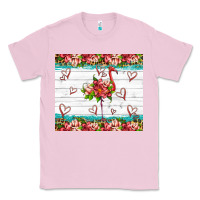 Bubblegum Pink flamingo with tropical flowers Classic Tee - Artiststas
