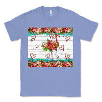 Colony Blue flamingo with tropical flowers Classic Tee - Artiststas