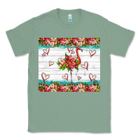 Sage flamingo with tropical flowers Classic Tee - Artiststas