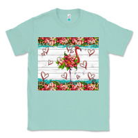 Seafoam flamingo with tropical flowers Classic Tee - Artiststas