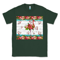 Sports Green flamingo with tropical flowers Classic Tee - Artiststas