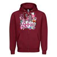 Burgundy nurse cancer Zipper Hoodie - AdoDesignShop
