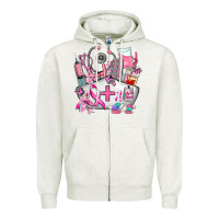 Oatmeal Heather nurse cancer Zipper Hoodie - AdoDesignShop