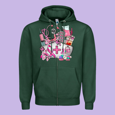 Nurse Cancer Zipper Hoodie Designed By Adodesignshop