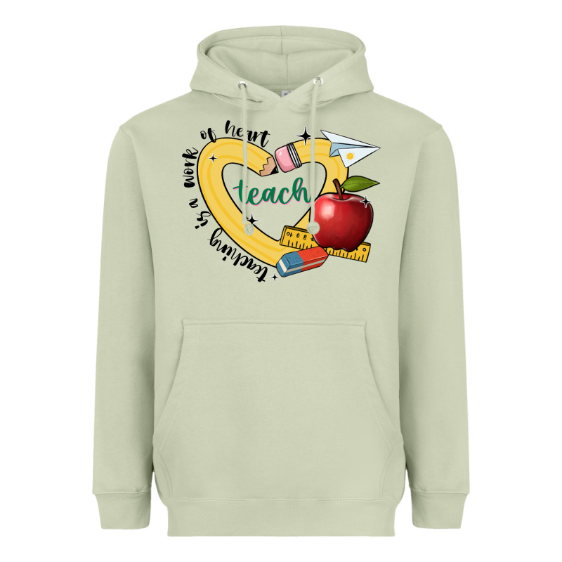 Teaching Is A Work Of Heart Heavyweight Hoodie by JahusDesignShop | Teevron