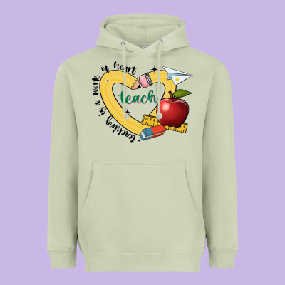 Teaching Is A Work Of Heart Heavyweight Hoodie Designed By Jahusdesignshop