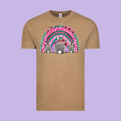 Easter Bunny Rainbow Vintage Tee Designed By Oliviacreatesart