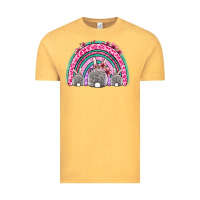 Vintage Mustard Easter bunny rainbow Vintage Tee - OliviaCreatesArt
