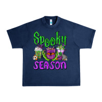 Navy Spooky Season Coffee Cups Urban Heavy Tee - FaDigitalArtStudio