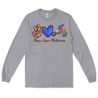 Heather Grey Peace Love Motocross Long Sleeve Tee - RanaPortraitStore