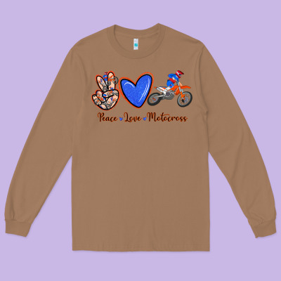 Peace Love Motocross Long Sleeve Tee Designed By Ranaportraitstore