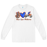White Peace Love Motocross Long Sleeve Tee - RanaPortraitStore