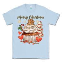 Dusty Blue merry christmas cupcake Classic Tee - CowGirlArtShop