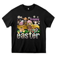Black Happy Easter truck with farm animals Easter Day Heavy Core Tee - HowdyJamesFarm