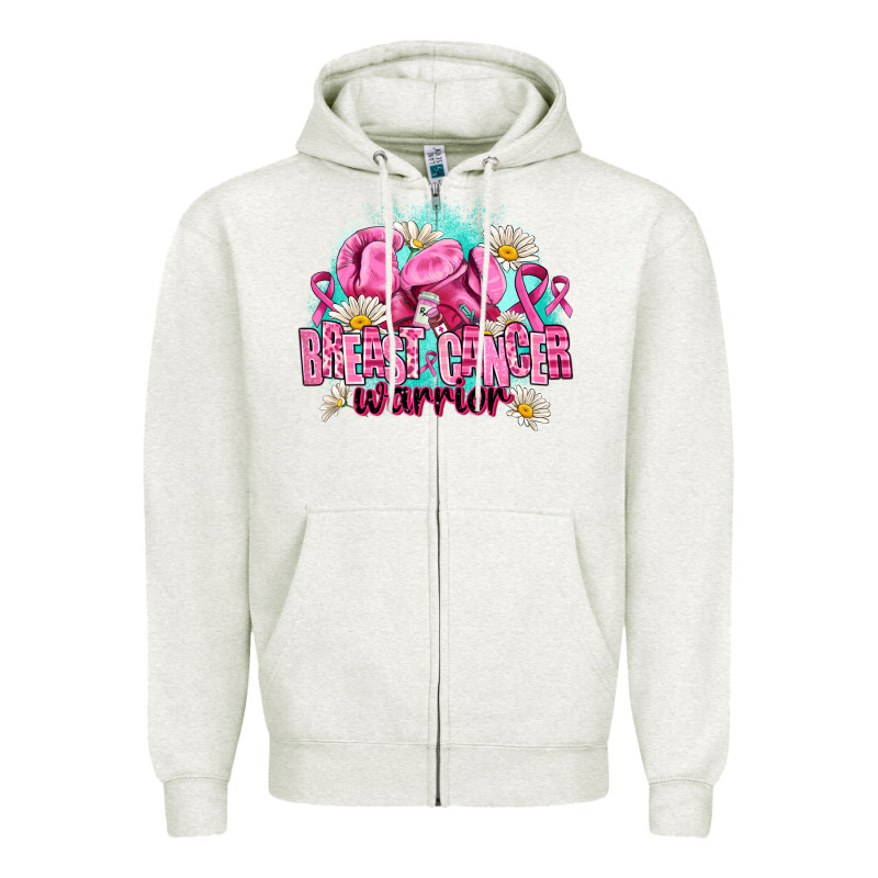 Breast Cancer Warrior Zipper Hoodie by AdoDesignShop | Teevron