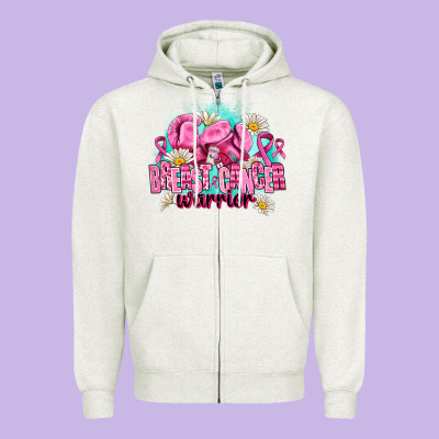 Breast Cancer Warrior Zipper Hoodie Designed By Adodesignshop