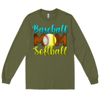 Army Green baseball mom softball Long Sleeve Tee - BundleAndBundleShop