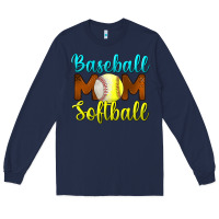Navy baseball mom softball Long Sleeve Tee - BundleAndBundleShop