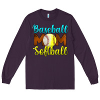 Plum baseball mom softball Long Sleeve Tee - BundleAndBundleShop