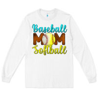 White baseball mom softball Long Sleeve Tee - BundleAndBundleShop
