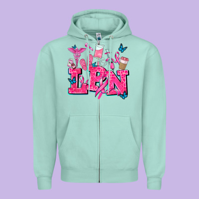 Lpn Cancer  Nurse With Zipper Hoodie Designed By Adodesignshop