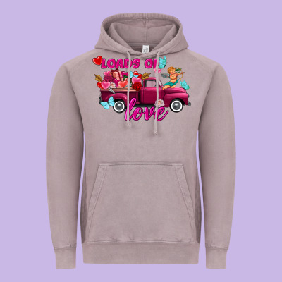 Loads Of Love Valentine's Day Truck Vintage Hoodie Designed By Fadigitalartstudio