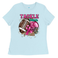 Baby Blue Tackle Cancer Ladies Tee - HowdyJamesFarm
