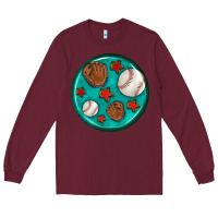 Burgundy baseball with sunflower round earrings Long Sleeve Tee - BundleAndBundleShop